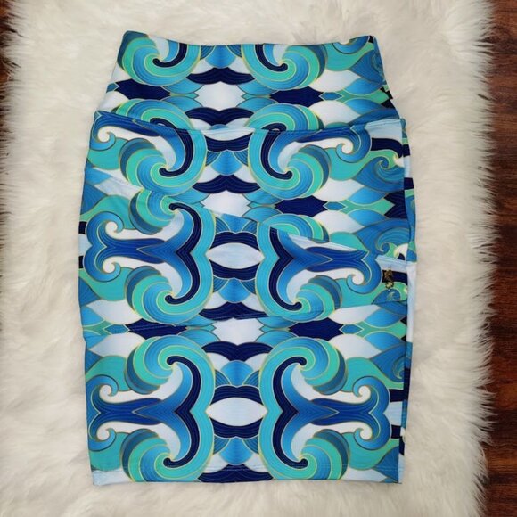 Skirdle "The Skinny Skirt" Classic Collection S Blue & Green Wave Pattern - Picture 2 of 12